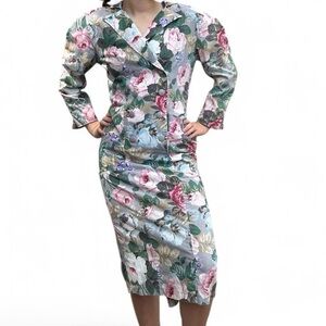 True Vintage 80s Floral Midi Dress – Cottagecore Chic (vintage Size 9/10)